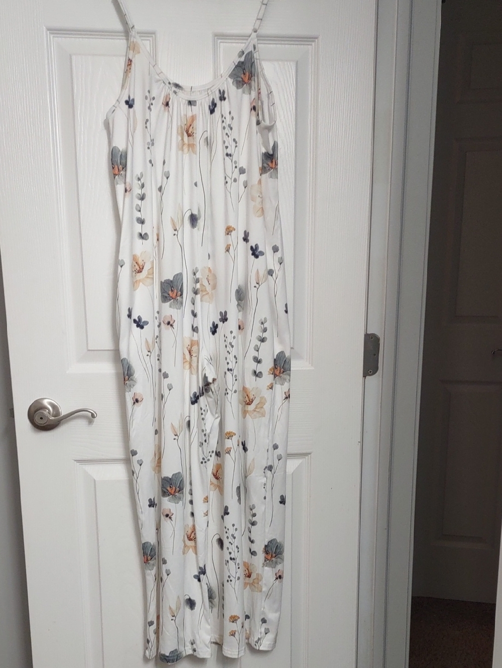 White Floral Maxi Jumpsuit with Spaghetti Straps
